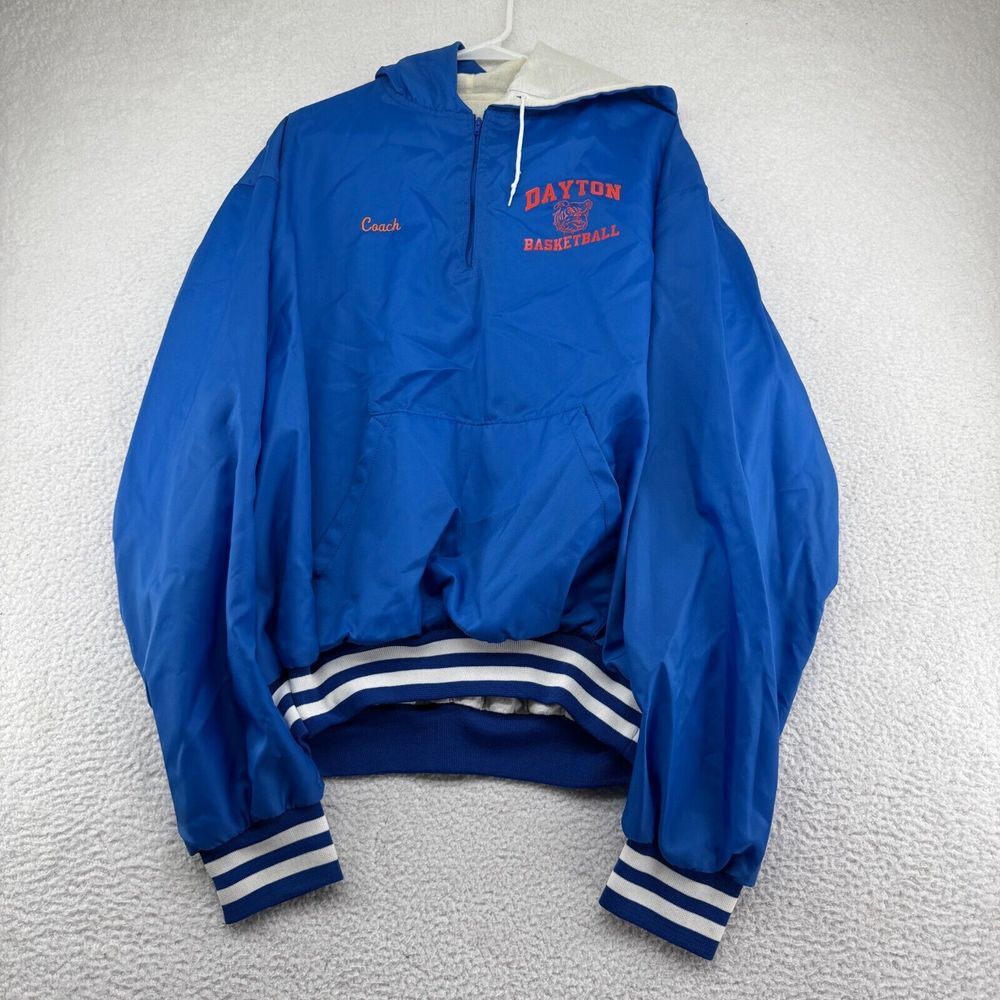 VTG 2004 Dayton Flyers Basketball Coach Jacket Mens 2XL Blue MVC Champs Holloway
